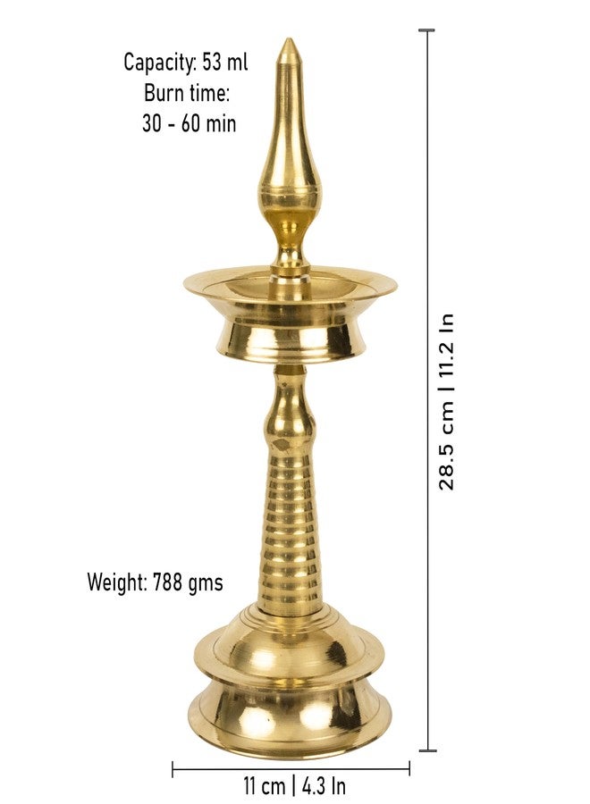 Spillbox النحاس التقليدي كيرالا كوثو فيلاكو ديا لبوجا|لورد أيابان فيلاككو|بوجا آرتي|آرتي ديباك ديبام مصباح زيت للمنزل معبد بوجا مقالات ديكور هدايا - كيرالا نيلا فيلاكو (11 بوصة، 1) - Image 5